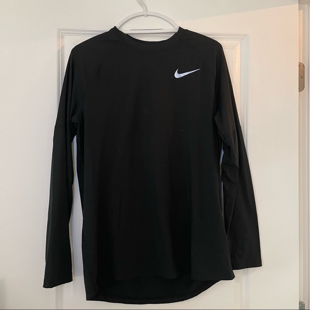 Nike Men’s Dri-Fit Long Sleeve Running Crew Neck T-Shirt, Size L, Black
